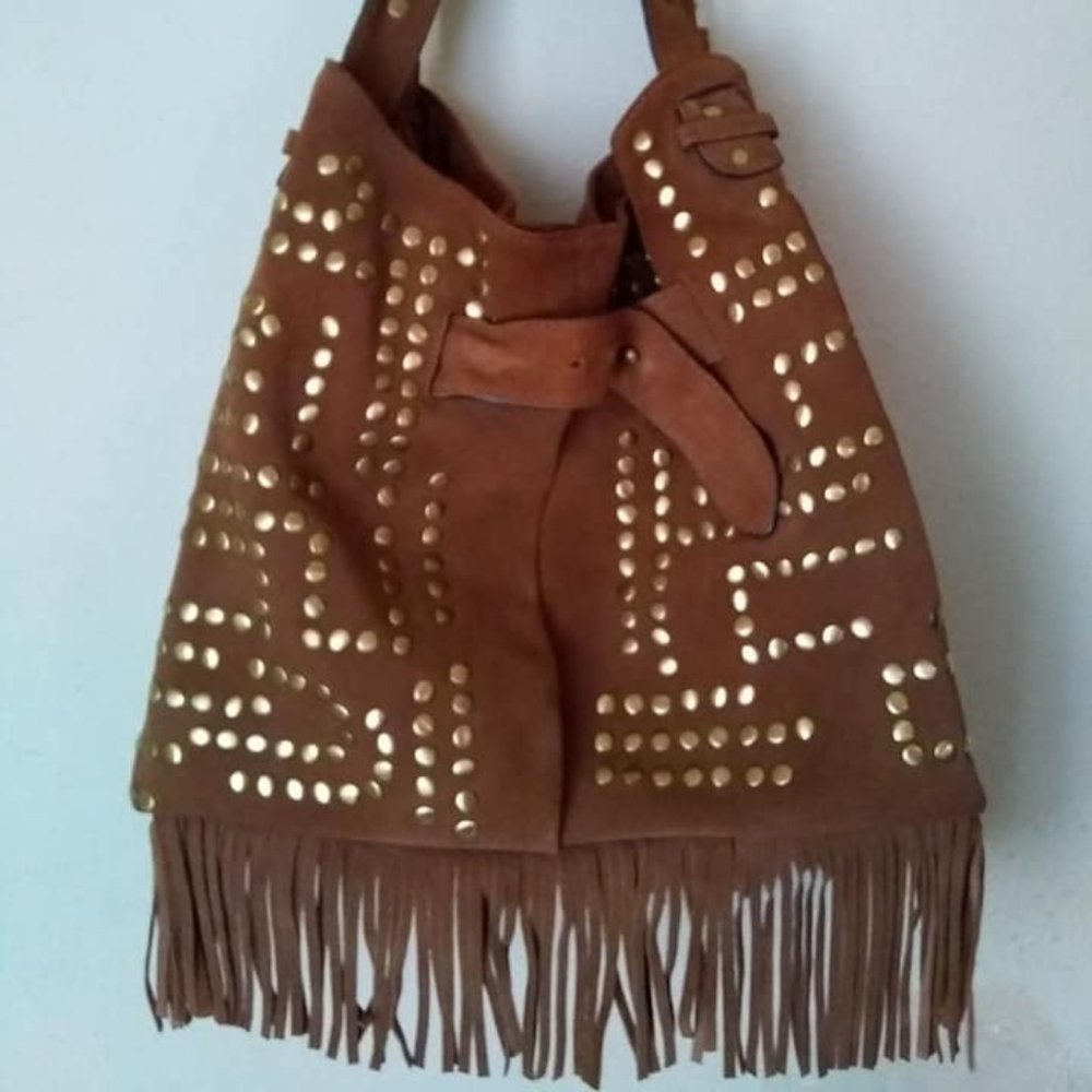 Sam Edleman Suede Fringed  Bucket Purse